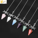 CSJA Stone Healing Crystals Pendulum for Dowsing Rods Hexagram Cone S962