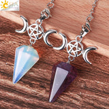 CSJA Stone Healing Crystals Pendulum for Dowsing Rods Hexagram Cone S962