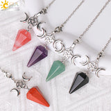 CSJA Stone Healing Crystals Pendulum for Dowsing Rods Hexagram Cone S962