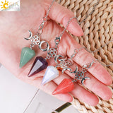 CSJA Stone Healing Crystals Pendulum for Dowsing Rods Hexagram Cone S962