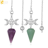 CSJA Stone Healing Crystals Pendulum for Dowsing Rods Hexagram Cone S962