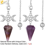 CSJA Stone Healing Crystals Pendulum for Dowsing Rods Hexagram Cone S962