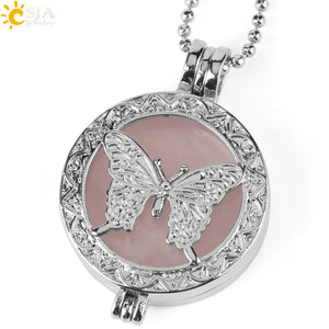 CSJA Butterfly Hollow Locket Aromatherapy Diffuser Pendant Necklace