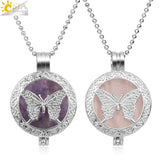 CSJA Butterfly Hollow Locket Aromatherapy Diffuser Pendant Necklace