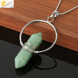 CSJA Stone Healing Pointed Pendant Necklace Crystal Yoga Jewelry G376
