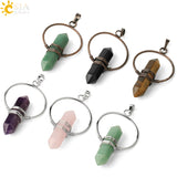 CSJA Stone Healing Pointed Pendant Necklace Crystal Yoga Jewelry G376