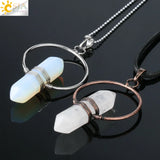 CSJA Stone Healing Pointed Pendant Necklace Crystal Yoga Jewelry G376