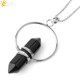 CSJA Stone Healing Pointed Pendant Necklace Crystal Yoga Jewelry G376