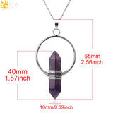 CSJA Stone Healing Pointed Pendant Necklace Crystal Yoga Jewelry G376