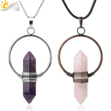 CSJA Stone Healing Pointed Pendant Necklace Crystal Yoga Jewelry G376