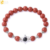 CSJA Hexagram Charms Bracelet Magen Star of David Lapis 8MM Gem Bead