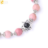 CSJA Hexagram Charms Bracelet Magen Star of David Lapis 8MM Gem Bead