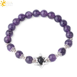 CSJA Hexagram Charms Bracelet Magen Star of David Lapis 8MM Gem Bead