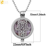 CSJA Stone Locket Pendants Hamsa Hand Essential Oil Diffuser Healing Necklace