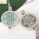 CSJA Stone Locket Pendants Hamsa Hand Essential Oil Diffuser Healing Necklace