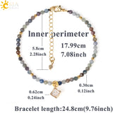 CSJA Natural Stone Mini Bracelet 3mm CZ Charm Friendship Bracelets