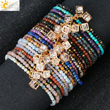 CSJA Natural Stone Mini Bracelet 3mm CZ Charm Friendship Bracelets