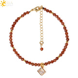 CSJA Natural Stone Mini Bracelet 3mm CZ Charm Friendship Bracelets