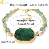 CSJA Pearl Double Layer Geode Druzy Crystal Quartz Bangle