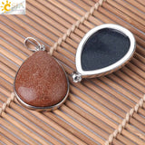 CSJA Stone Pendants Tiger Eye Pink Quartz Purple Crystal Lapis Necklace Women
