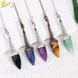 CSJA Natural Stone Pendulum Bullet Shape Crystal Pendant Reiki Radiesthesia T021