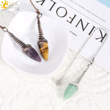 CSJA Natural Stone Pendulum Bullet Shape Crystal Pendant Reiki Radiesthesia T021