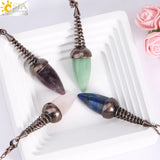 CSJA Natural Stone Pendulum Bullet Shape Crystal Pendant Reiki Radiesthesia T021