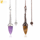 CSJA Natural Stone Pendulum Bullet Shape Crystal Pendant Reiki Radiesthesia T021