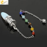 CSJA Natural Stone Pendulum Wishing Bottle Pendant 7 Chakra Chain
