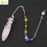 CSJA Natural Stone Pendulum Wishing Bottle Pendant 7 Chakra Chain
