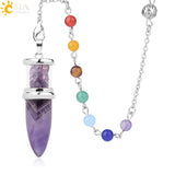CSJA Natural Stone Pendulum Wishing Bottle Pendant 7 Chakra Chain