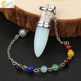CSJA Natural Stone Pendulum Wishing Bottle Pendant 7 Chakra Chain