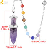 CSJA Natural Stone Pendulum Wishing Bottle Pendant 7 Chakra Chain