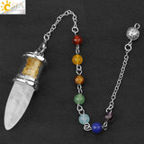 CSJA Natural Stone Pendulum Wishing Bottle Pendant 7 Chakra Chain