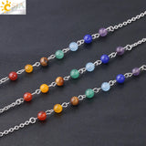 CSJA Natural Stone Pendulum Wishing Bottle Pendant 7 Chakra Chain
