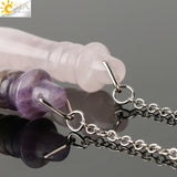 CSJA Natural Stone Pendulum for Dowsing Pink Quartz Lapis Reiki Amulet Pendule