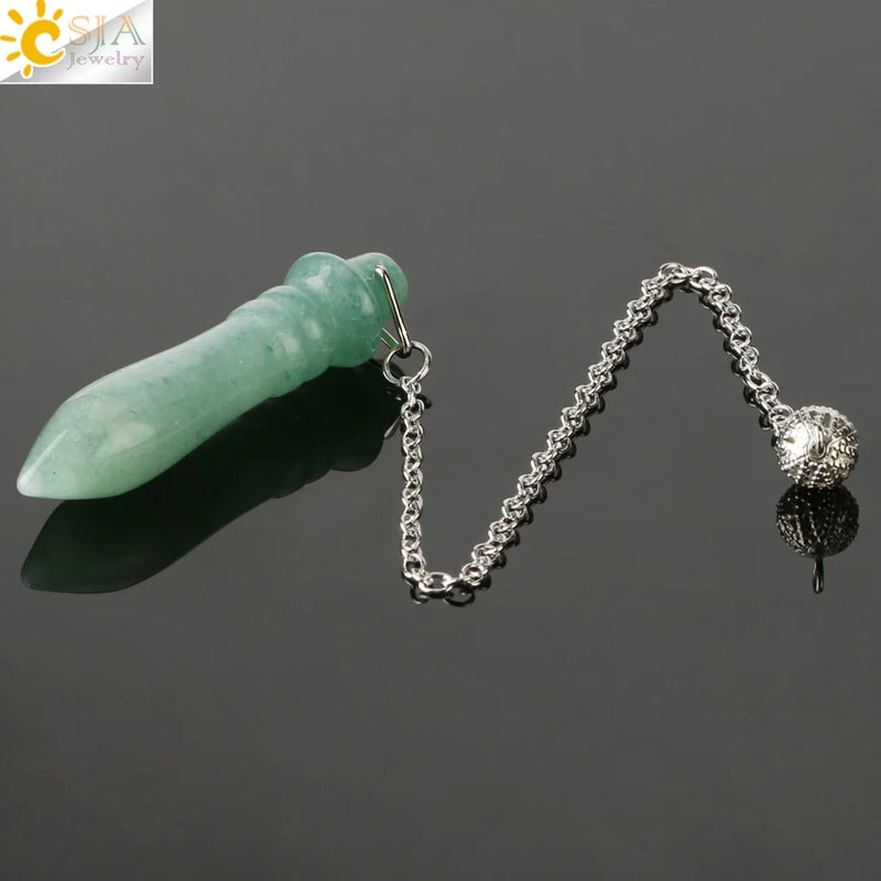 CSJA Natural Stone Pendulum for Dowsing Pink Quartz Lapis Reiki Amulet Pendule