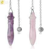 CSJA Natural Stone Pendulum for Dowsing Pink Quartz Lapis Reiki Amulet Pendule
