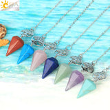 CSJA Natural Stone Tree of Life Pendulum for Dowsing