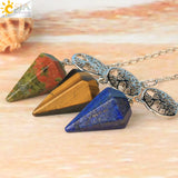 CSJA Natural Stone Tree of Life Pendulum for Dowsing