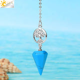 CSJA Natural Stone Tree of Life Pendulum for Dowsing