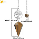 CSJA Natural Stone Tree of Life Pendulum for Dowsing