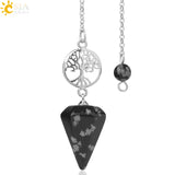CSJA Natural Stone Tree of Life Pendulum for Dowsing