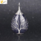 CSJA Pink Quartz Necklace Tree of Life Pendant