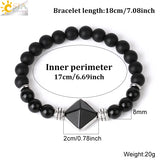 CSJA Stone Pyramid Charm Bracelet Men Healing 8MM Amethyst Crystal Jewelry H141