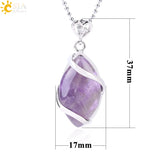 CSJA Natural Stone Quartz Crystal Necklace for Women Healing Stones Pendants