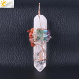 Rock Crystal Tree of Life Pendant Reiki Chakra Necklace