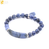 CSJA Sodalite Beaded Bracelet Love Heart Stretch Healing Prayer F109