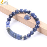 CSJA Sodalite Beaded Bracelet Love Heart Stretch Healing Prayer F109