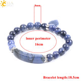 CSJA Sodalite Beaded Bracelet Love Heart Stretch Healing Prayer F109